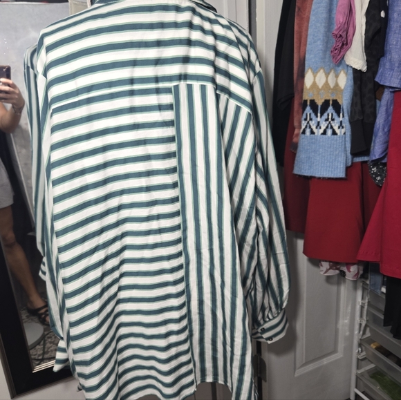 Anthropologie Green and White Striped Blouse - Picture 6 of 14